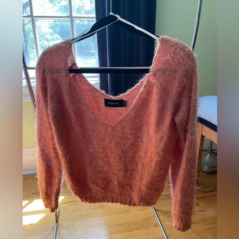 MINKPINK Off-Shoulder Coral Sweater